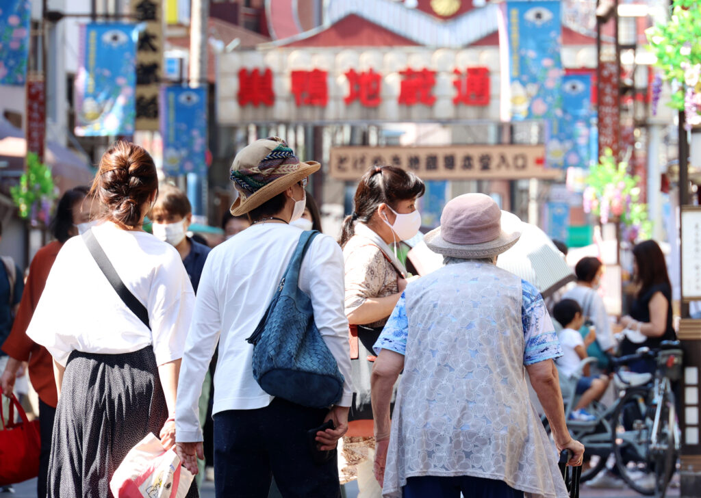 Eederly people stroll at Sugamo on the Respect for the Aged Day