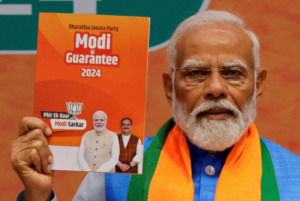 FILE PHOTO: Indian PM Modi presents BJP election manifesto, in New Delhi